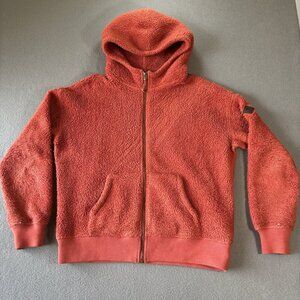 Burton Lynx Fleece Jacket Womens S Orange Hooded Full Zip Snowboard Ski Outdoor‎